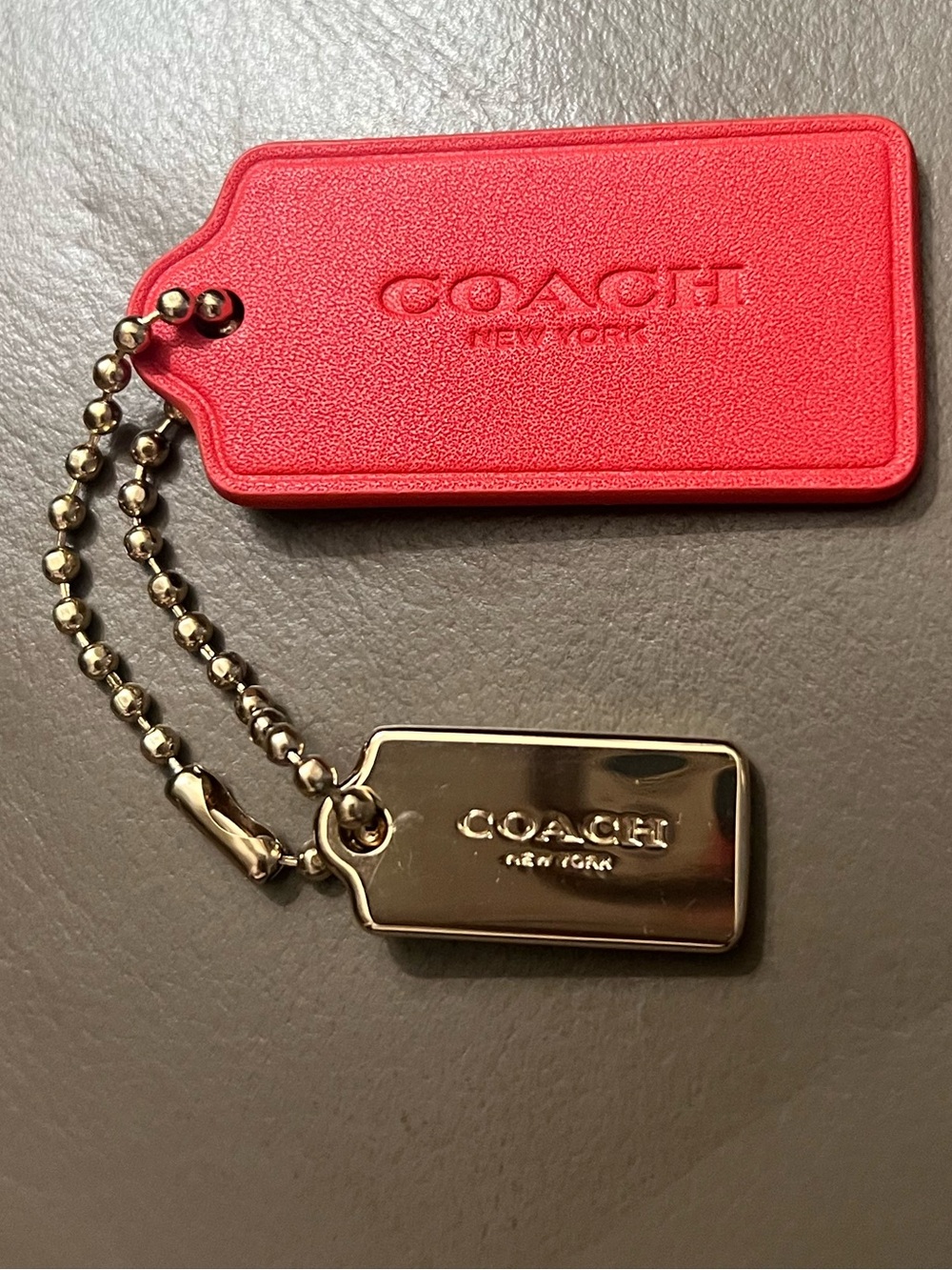 Coach Red ♥️ Leather Luggage Hangtag Bag with Charm